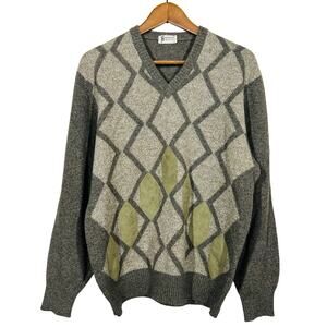 Vintage Paul Fourticq V Neck Sweater Suede Panel Geo Abstract - 4